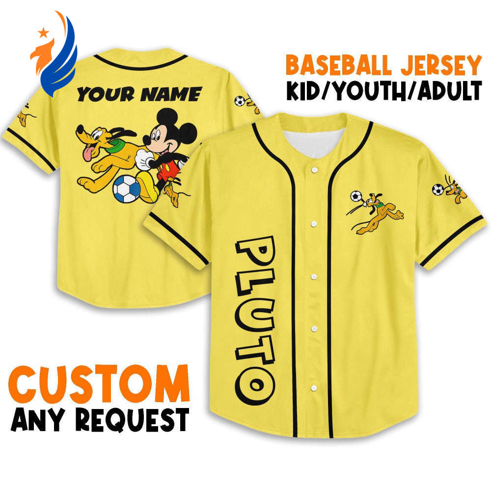Personalize Pluto vs Mickey Jersey - Disney Baseball Sports Gift Perfect Birthday Gift for Fans Cute Disney Merchandise - Bafud