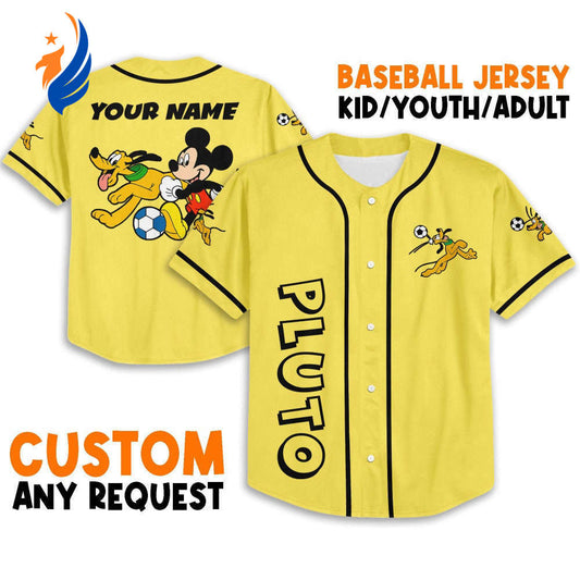 Personalize Pluto vs Mickey Jersey - Disney Baseball Sports Gift Perfect Birthday Gift for Fans Cute Disney Merchandise - Bafud