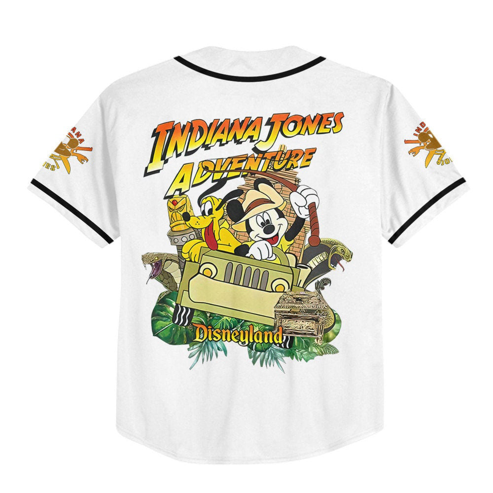 Disney Mickey and Pluto Indiana Jones Adventure Jersey – Personalized Retro Disney Baseball Sports Apparel Perfect Gifts for Fans - Bafud