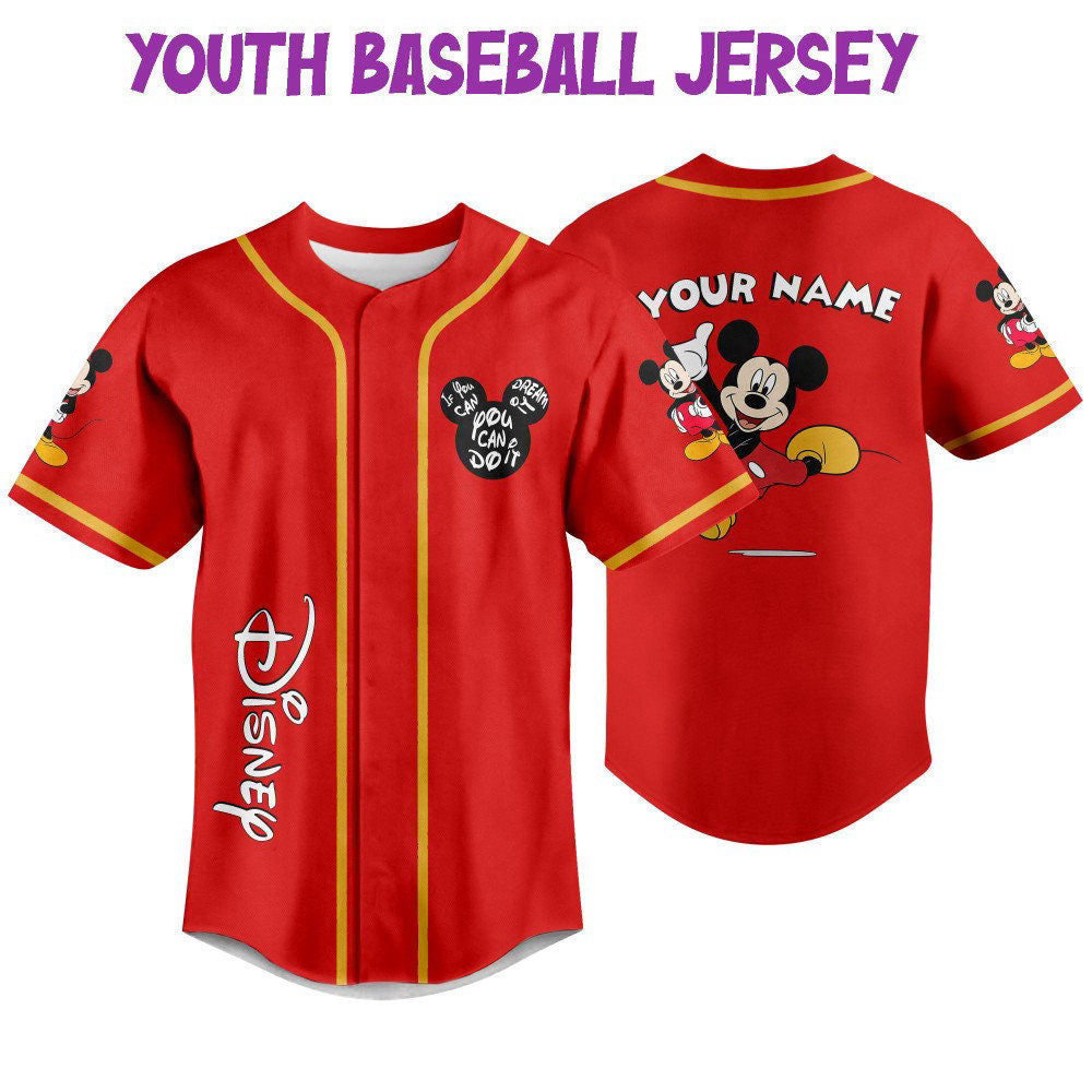 Vintage Disney Mickey Baseball Jersey: Personalize & Inspire with If You Can Dream It You Can Do It – Perfect Disney Gifts! - Bafud