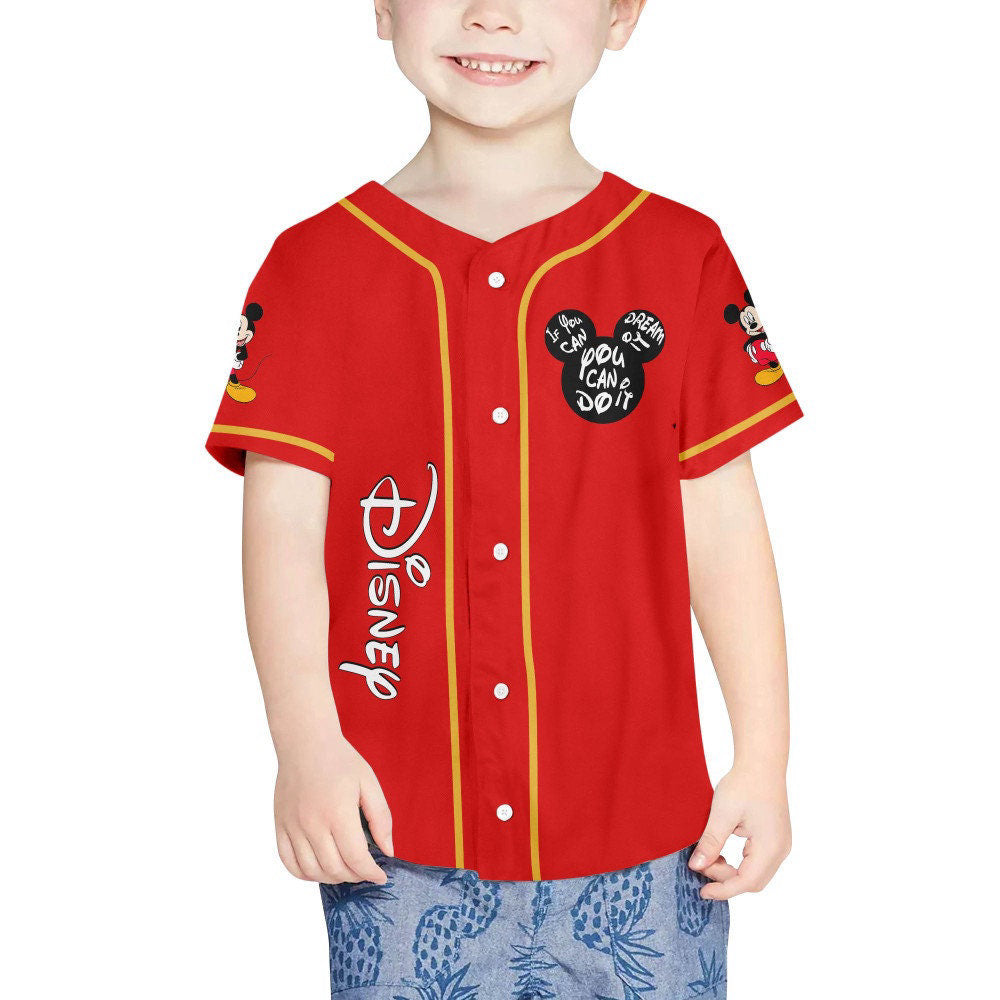 Vintage Disney Mickey Baseball Jersey: Personalize & Inspire with If You Can Dream It You Can Do It – Perfect Disney Gifts! - Bafud