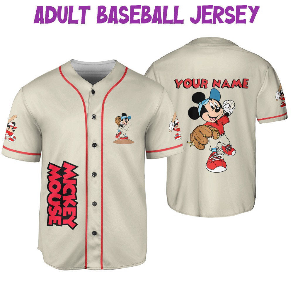 Vintage Disney Mickey Mouse Baseball Jersey: Personalized Sports Gift for Fans - Bafud
