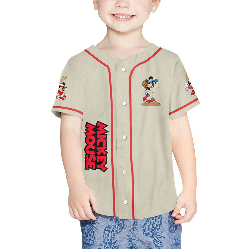 Vintage Disney Mickey Mouse Baseball Jersey: Personalized Sports Gift for Fans - Bafud