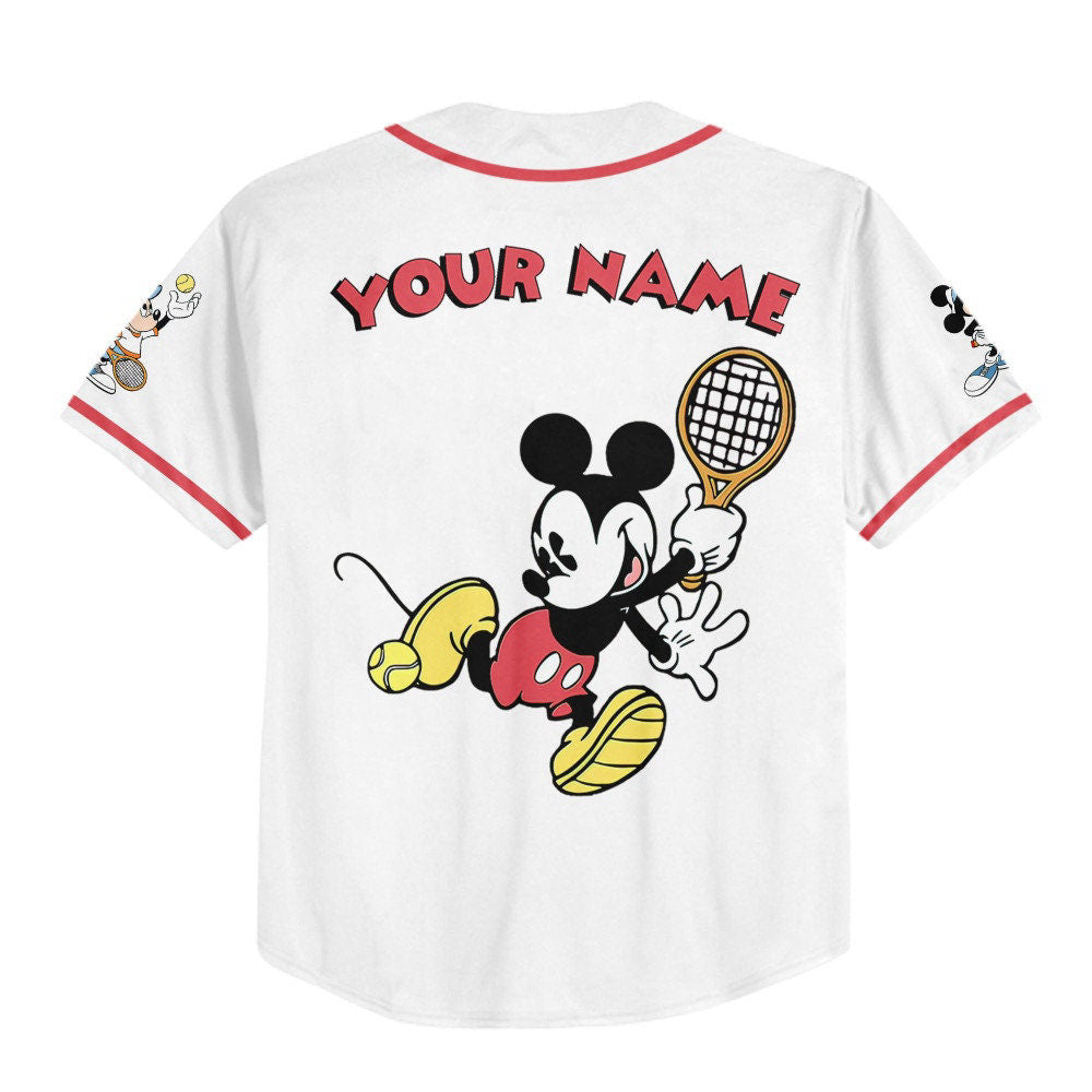 Vintage Disney Mickey Play Tennis Baseball Jersey - Perfect Gifts for Disney Fans - Bafud