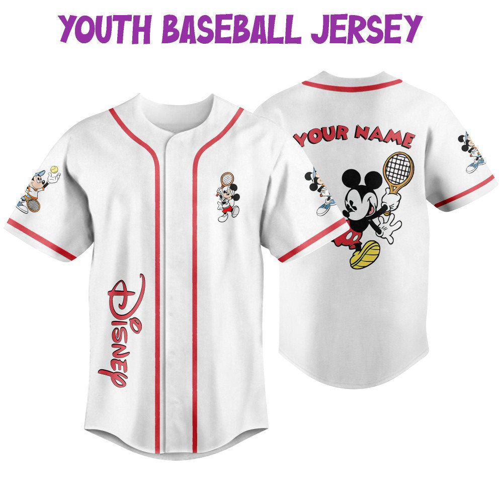 Vintage Disney Mickey Play Tennis Baseball Jersey - Perfect Gifts for Disney Fans - Bafud