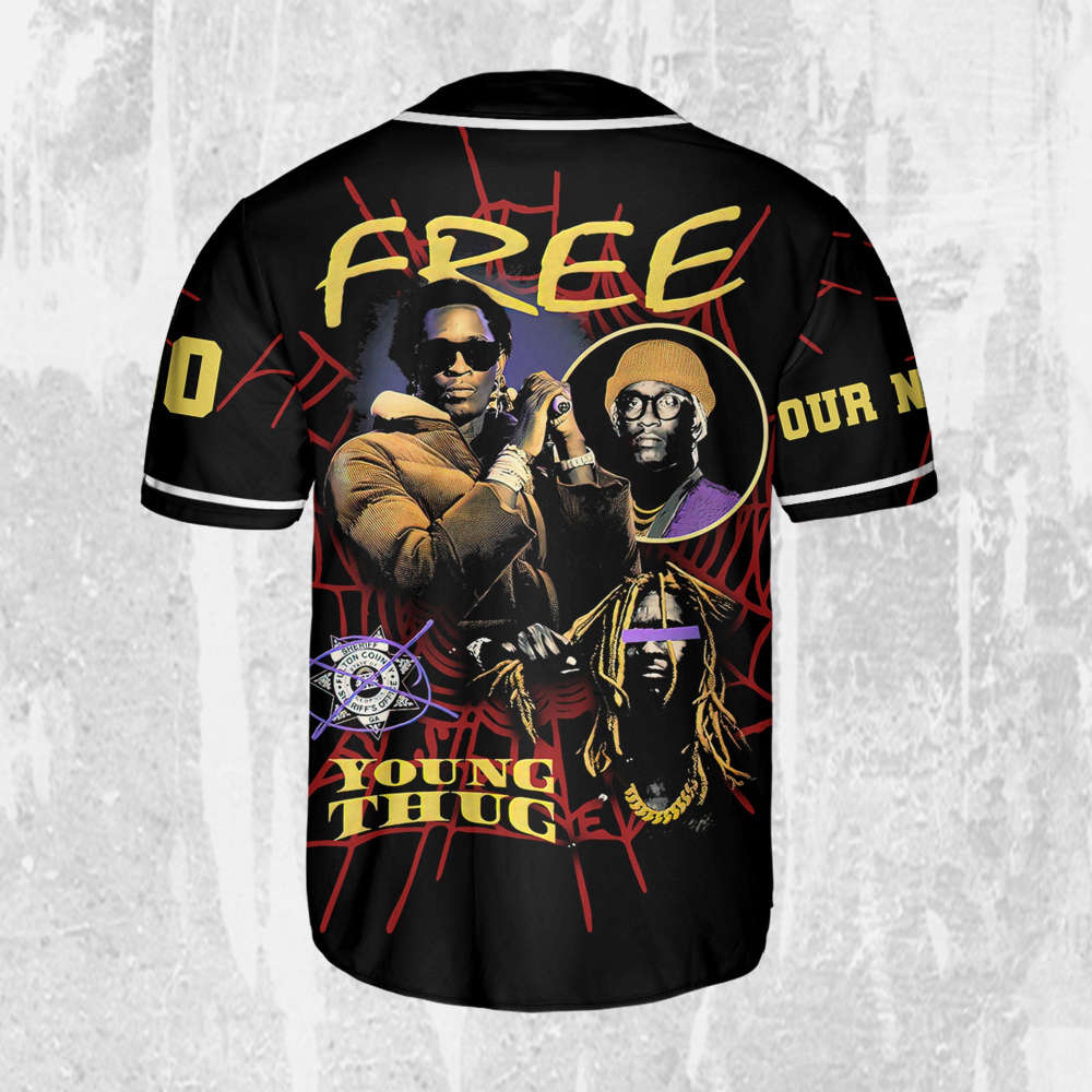 Personalize Young Thug Free Black And Yellow Jersey, Young Thug Baseball Jersey - lylyprint.com T-Shirts,... (Image 3)