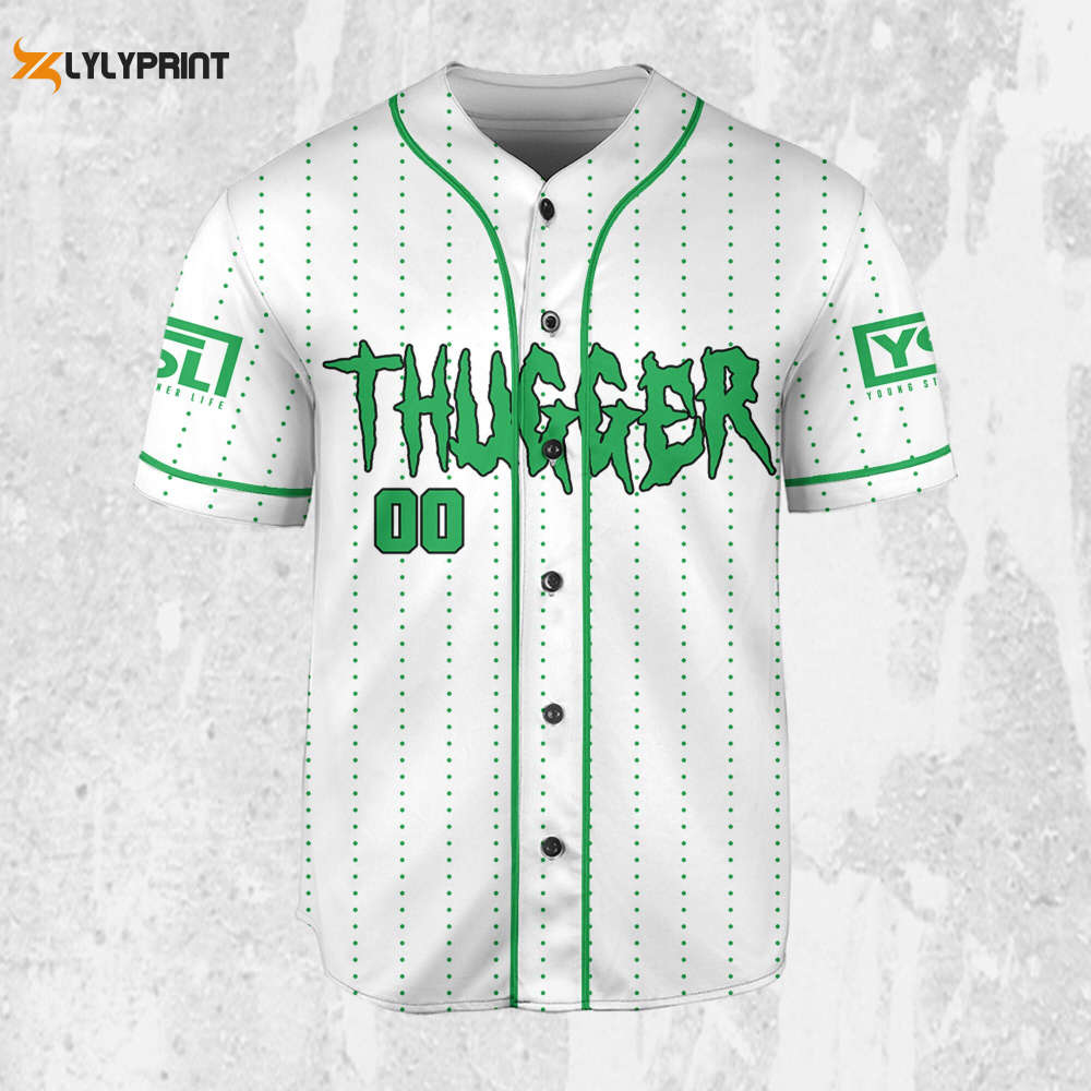 Personalize Young Thug Thugger Green Jersey, Young Thug Baseball Jersey - lylyprint.com T-Shirts, Hoodie,... (Image 1)