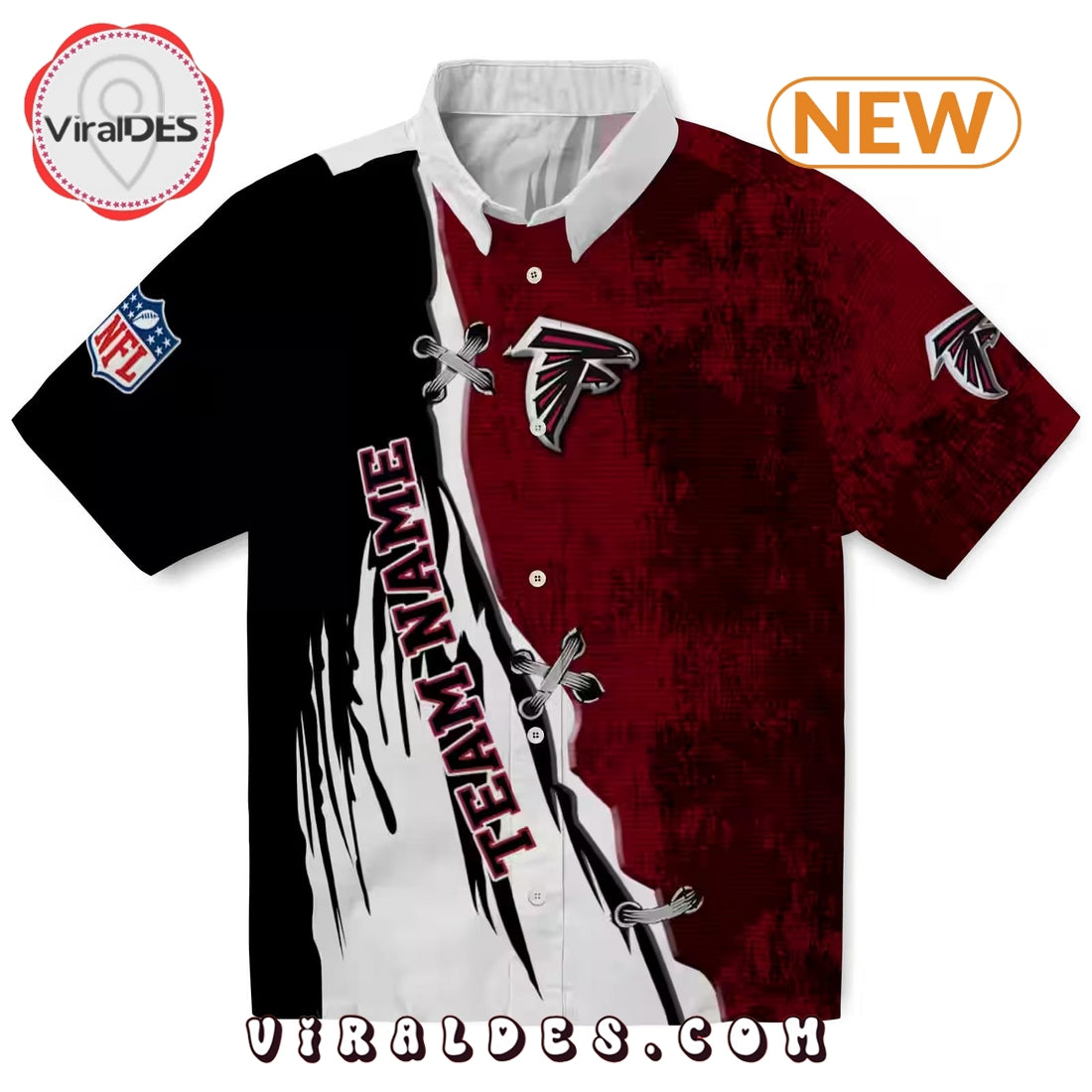 Personalized Atlanta Falcons Edgy Streaks Hawaiian Shirt