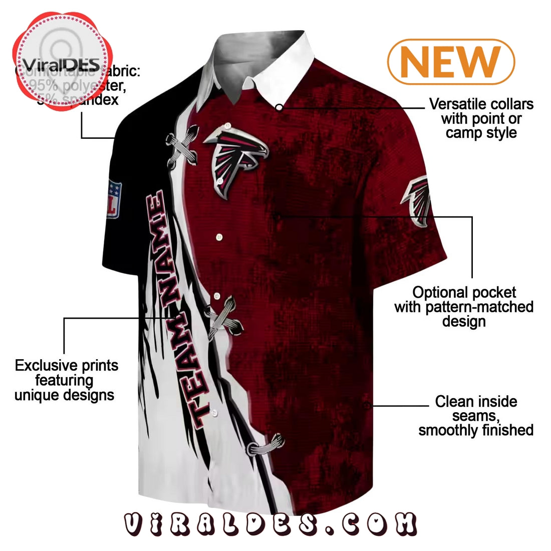 Personalized Atlanta Falcons Edgy Streaks Hawaiian Shirt