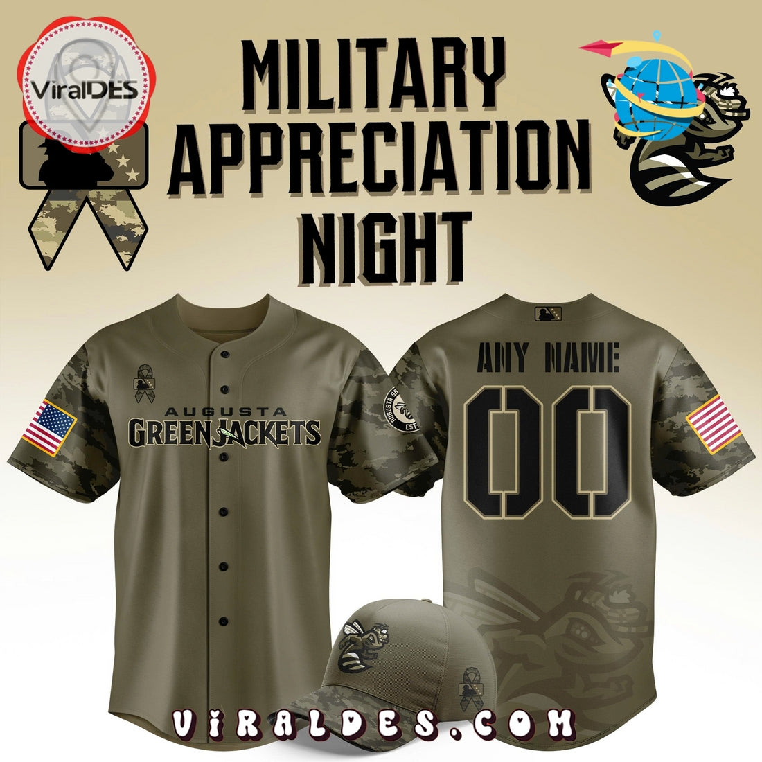 Personalized Augusta GreenJackets Military Appreciation Jersey