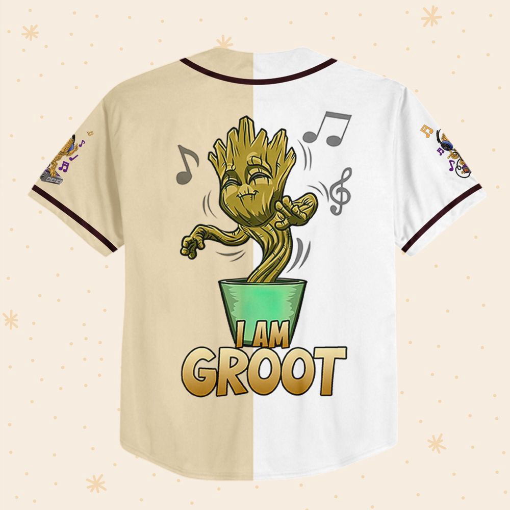 Personalized Baby Groot Listening Music And Dancing Baseball Jersey - lylyprint.com T-Shirts, Hoodie, Sweatshirt (Image 3)