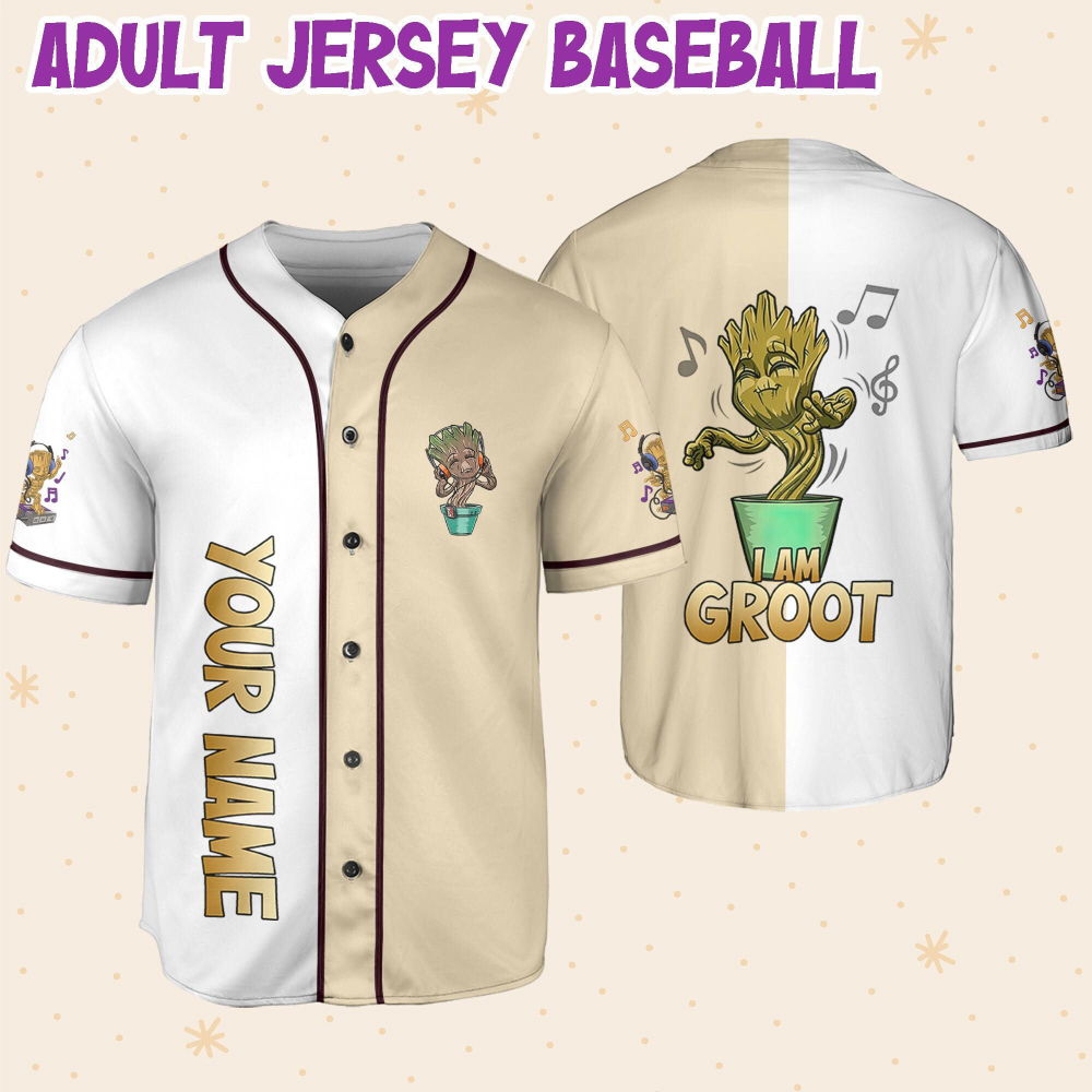 Personalized Baby Groot Listening Music And Dancing Baseball Jersey - lylyprint.com T-Shirts, Hoodie, Sweatshirt (Image 6)