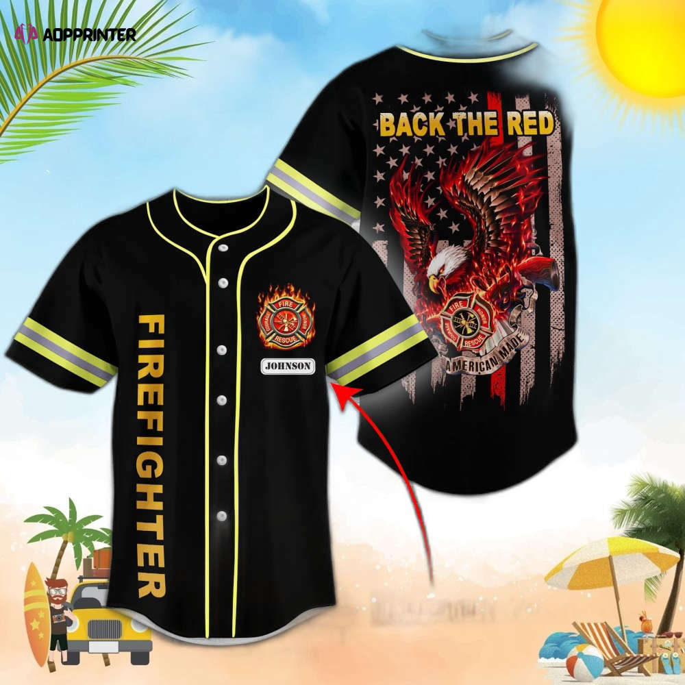 Personalized Back The Red Firefighters Baseball Jersey - Aopprinter T-Shirts, Hoodie, Sweatshirt | WearSparks.com (Image 1)
