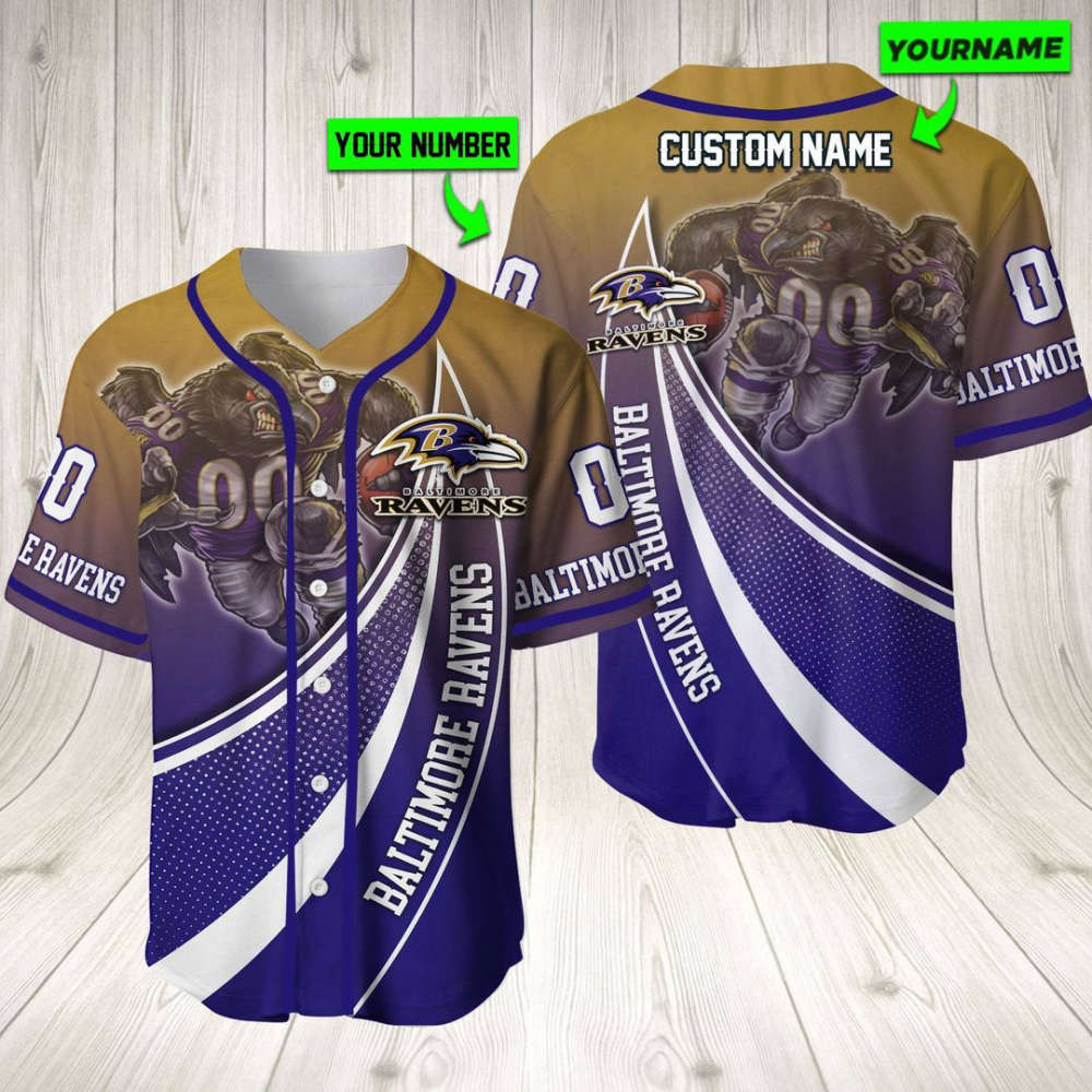 Personalized Baltimore Ravens Baseball Jersey Baseball Jersey Mascot Gift For Men Women - lylyprint.com... (Image 2)