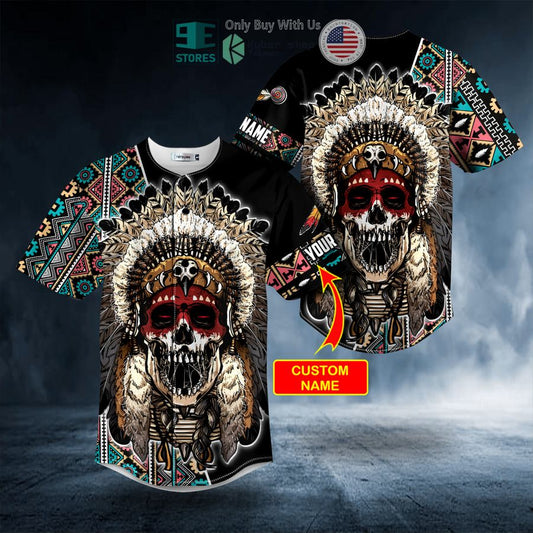 BEST Personalized Brocade Native Skull pattern Custom Baseball Jersey