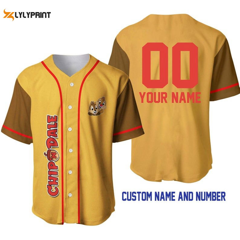 Personalized Chipmunks Chip 'n' Dale All Over Print Baseball Jersey - Gold Brown - lylyprint.com T-Shirts, Hoodie, Sweatshirt