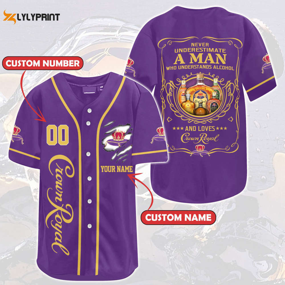 Personalized Crown Royal Never Underestimate A Man All Over Print 3D Unisex Baseball Jersey - lylyprint.com