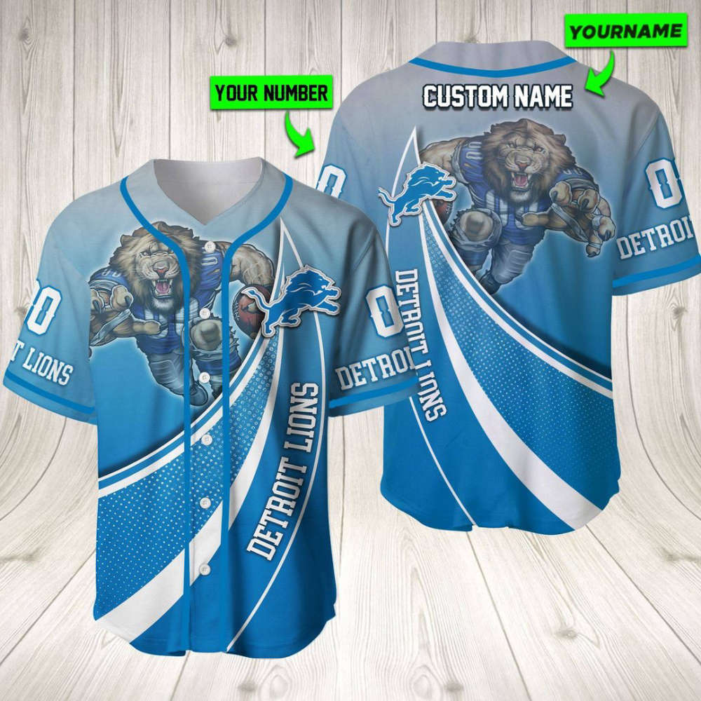 Personalized Detroit Lions Baseball Jersey Baseball Jersey Mascot Gift For Men Women - lylyprint.com T-Shirts,... (Image 2)