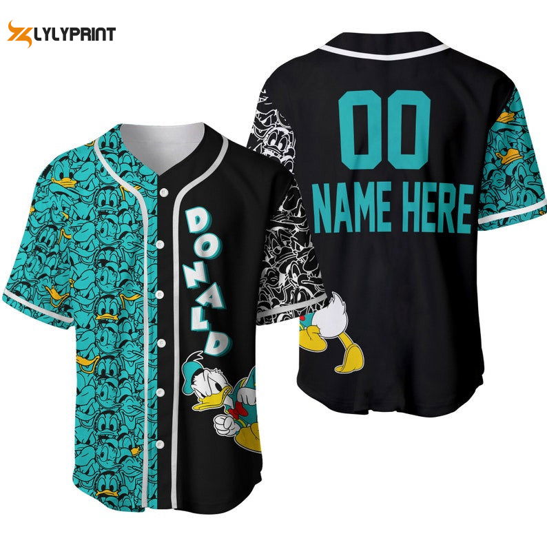 Personalized Donald Duck Pattern All Over Print Baseball Jersey & Turquoise - lylyprint.com T-Shirts, Hoodie, Sweatshirt