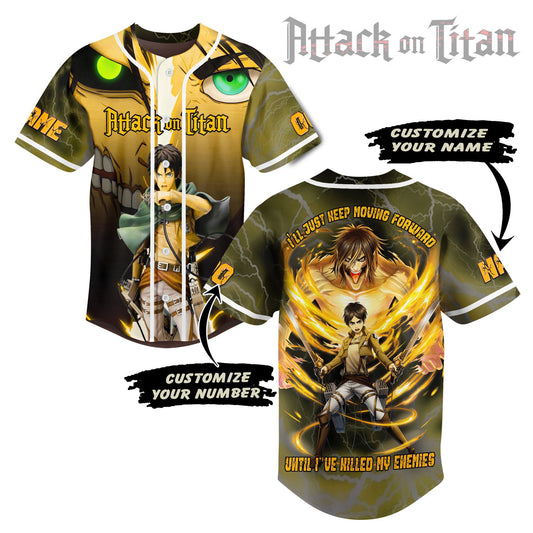 Personalized Eren Attack On Titan Anime Baseball Jersey