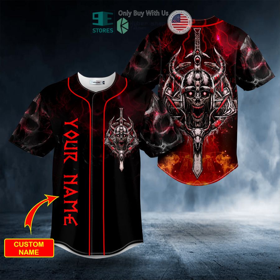 BEST Personalized Fire Samurai N Swords Skull Custom Baseball Jersey