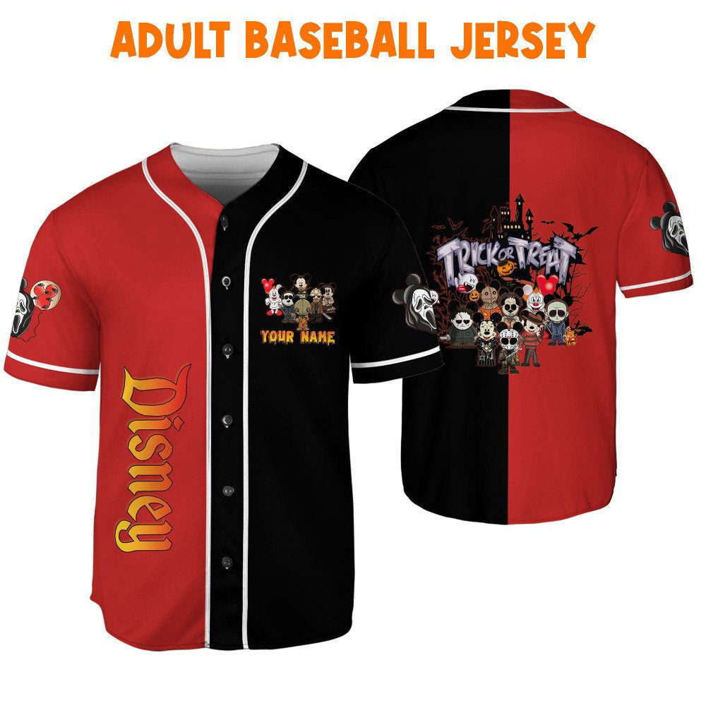 Spooky Personalized Horror Disney Mickey Mouse Costume: Scary & Cute Gifts for Fans! Disney Baseball Jersey Sports - Bafud