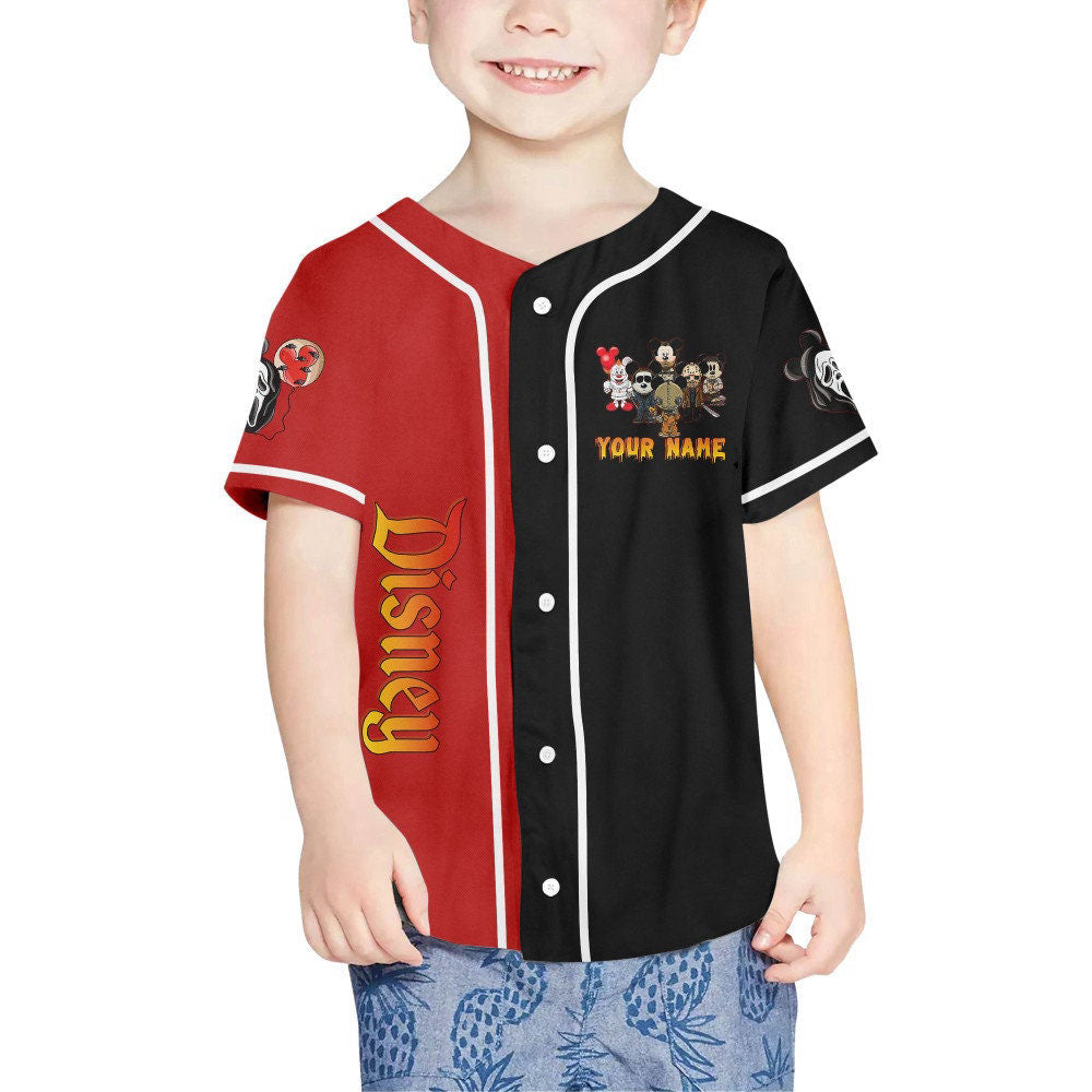 Spooky Personalized Horror Disney Mickey Mouse Costume: Scary & Cute Gifts for Fans! Disney Baseball Jersey Sports - Bafud