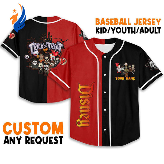 Spooky Personalized Horror Disney Mickey Mouse Costume: Scary & Cute Gifts for Fans! Disney Baseball Jersey Sports - Bafud