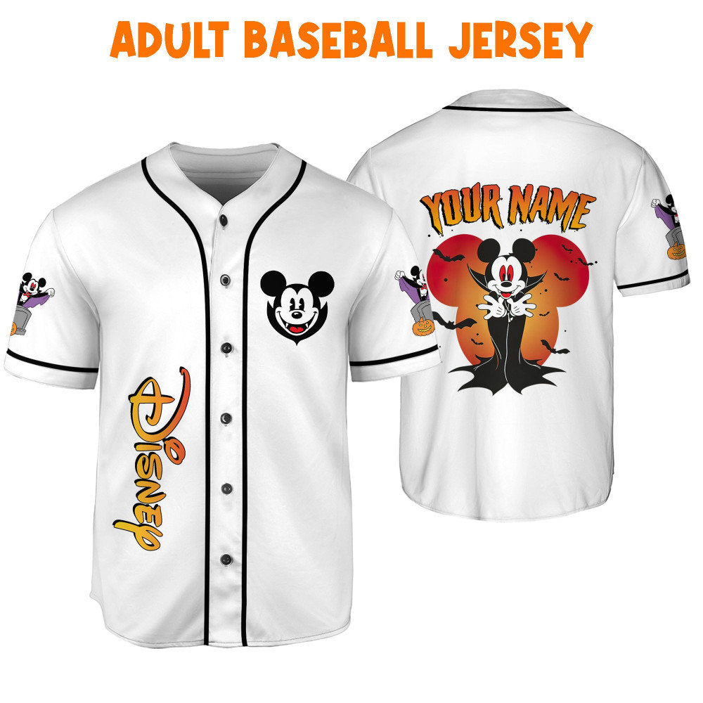 Spooky Disney Mickey Mouse Vampire Baseball Jersey - Perfect Personalized Gift for Fans! Disney Sports - Bafud