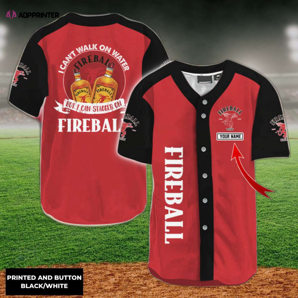 Personalized I Can Stagger On Fireball Baseball Jersey - Aopprinter T-Shirts, Hoodie, Sweatshirt | WearSparks.com (Image 1)