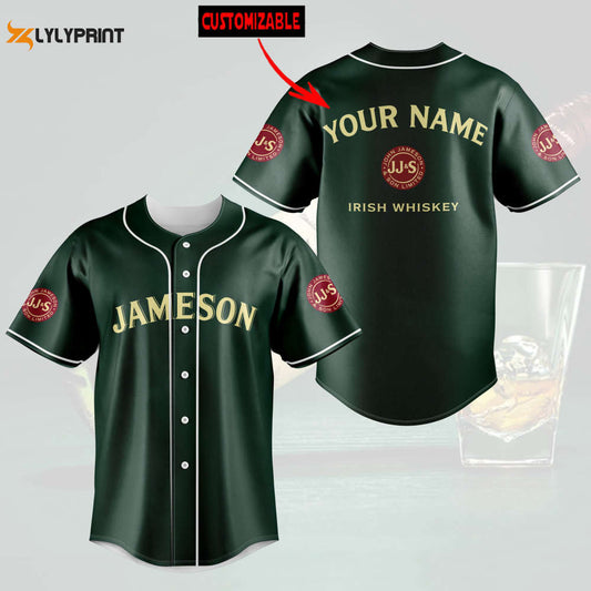 Personalized Jameson Irish Whiskey All Over Print Unisex Baseball Jersey - Dark Green - lylyprint.com