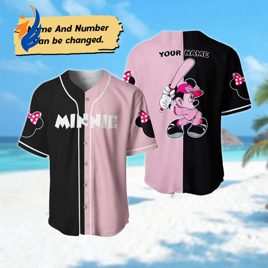 Personalized Minnie Mouse Jersey Shirt: Funny Pink Mickey Birthday Gift for Magic Kingdom Team - Bafud