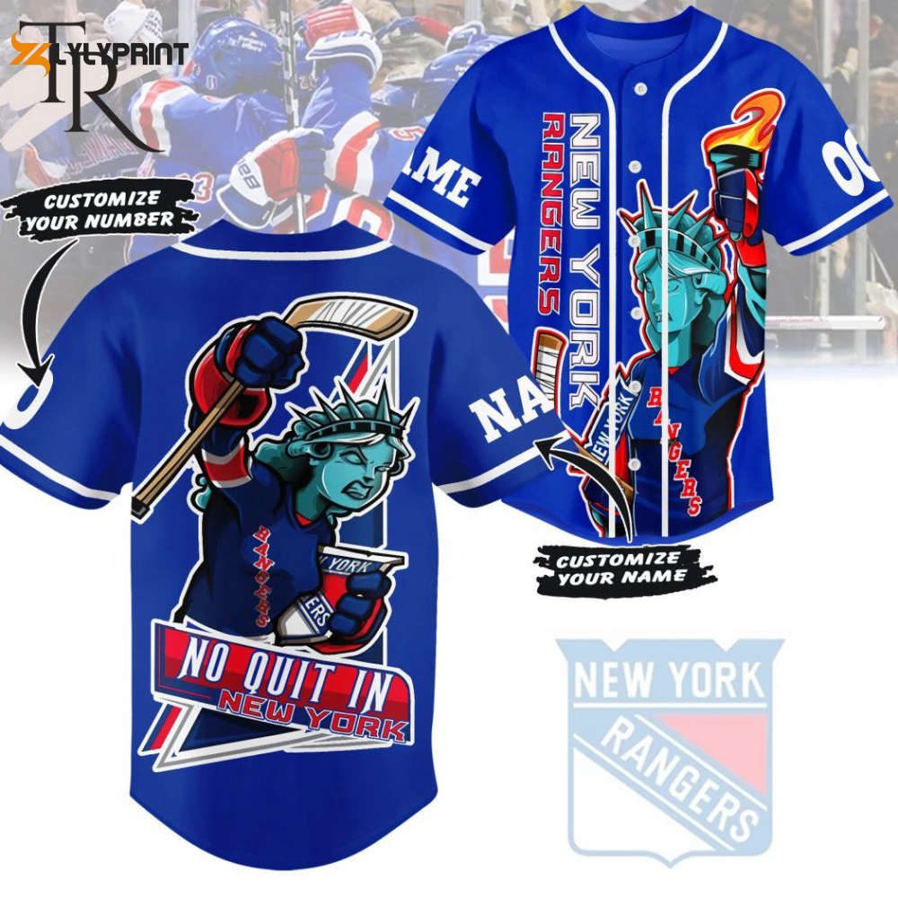 Personalized New York Rangers Baseball Jersey Custom For Fans BJ0072 - lylyprint.com T-Shirts, Hoodie, Sweatshirt (Image 1)