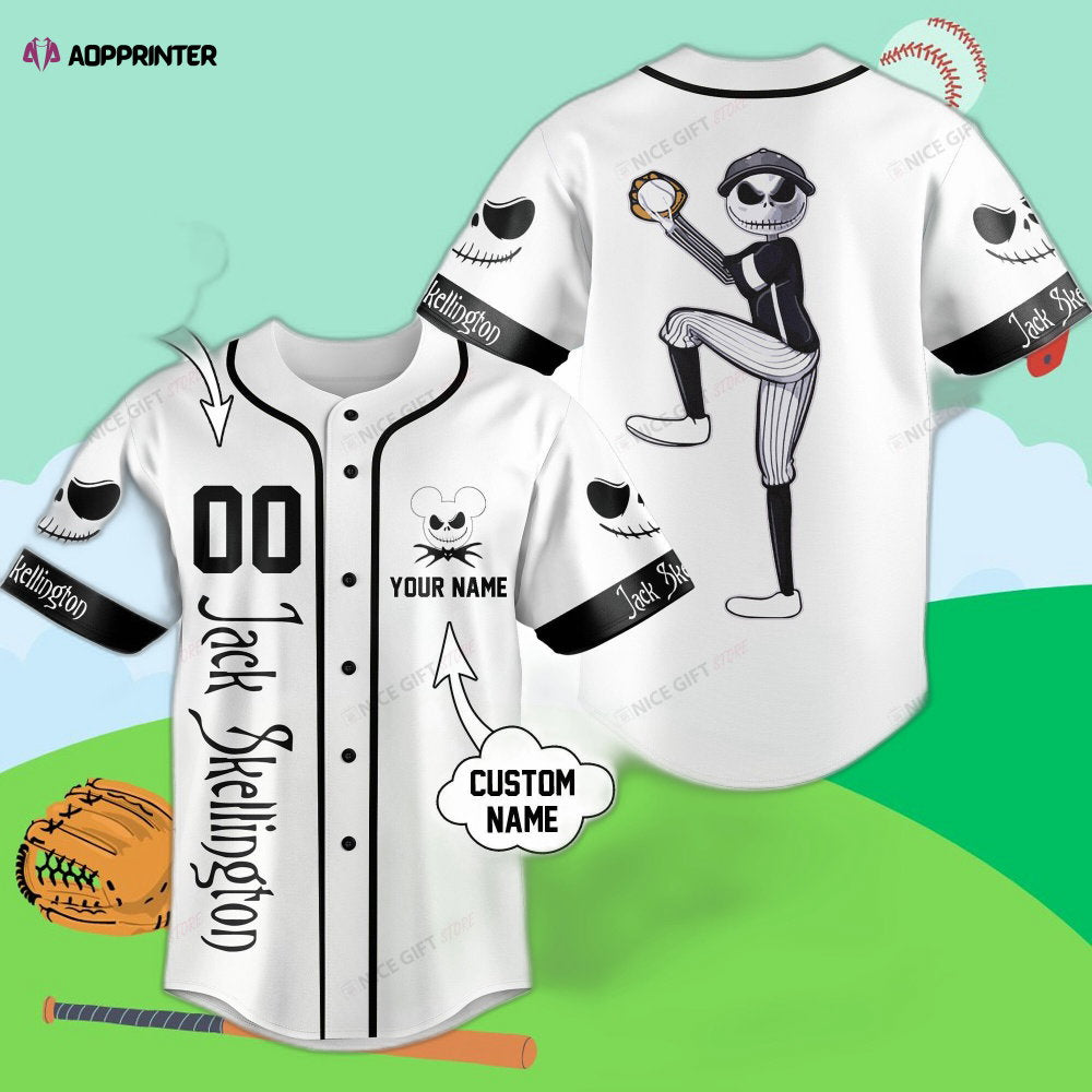 Personalized Nightmare Before Christmas Jack Skellington Baseball Jersey – Custom Name Option