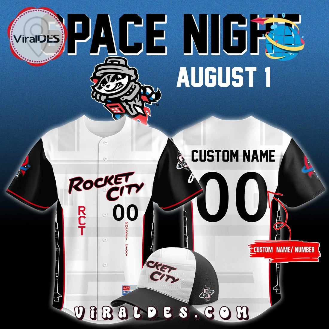 Personalized Trash Pandas x Space Night Baseball Jersey