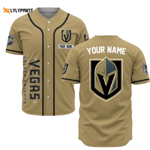 Personalized Vegas Golden Knights Baseball Jersey Custom Name For Fans Gift for Men Dad - lylyprint.com... (Image 1)