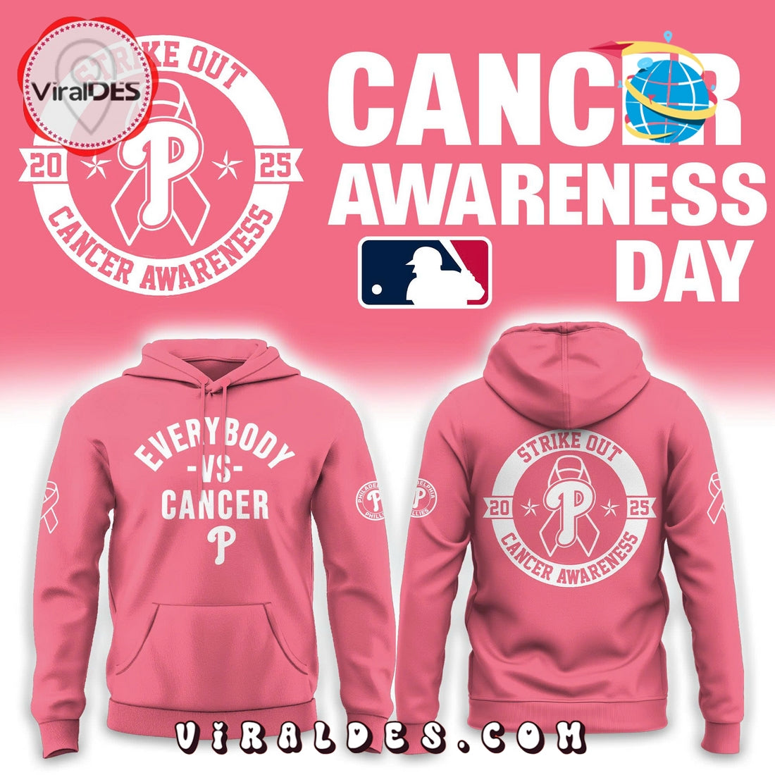 Philadelphia Phillies 2025 Cancer Awareness Day Hoodie, Long Pants