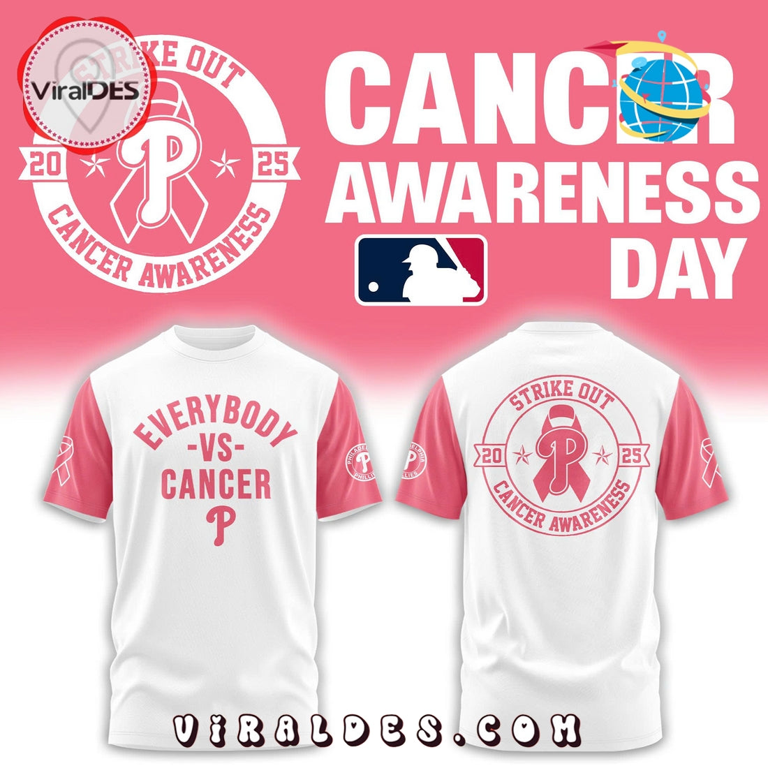 Philadelphia Phillies Everybody vs Cancer Awareness Hoodie