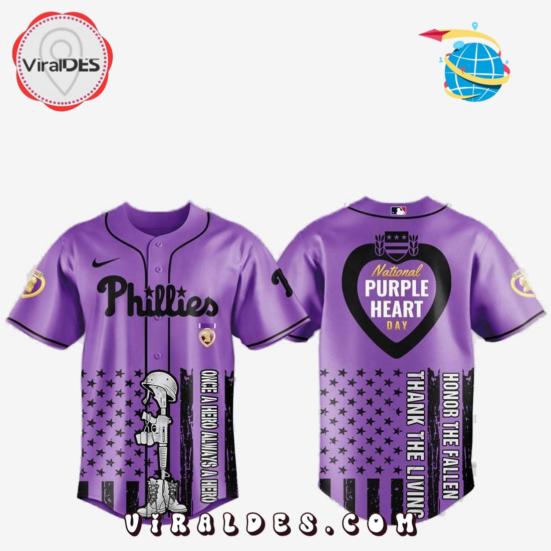 Philadelphia Phillies MLB x Purple Heart Day Baseball Jersey