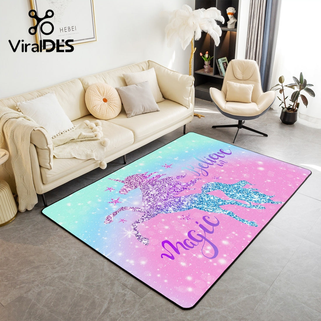 Pink Blue Gradient Area Rugs,Girls Sequins Carpet