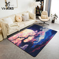 Pink Cherry Blossom Living Room Rugs, Japanese Carpet