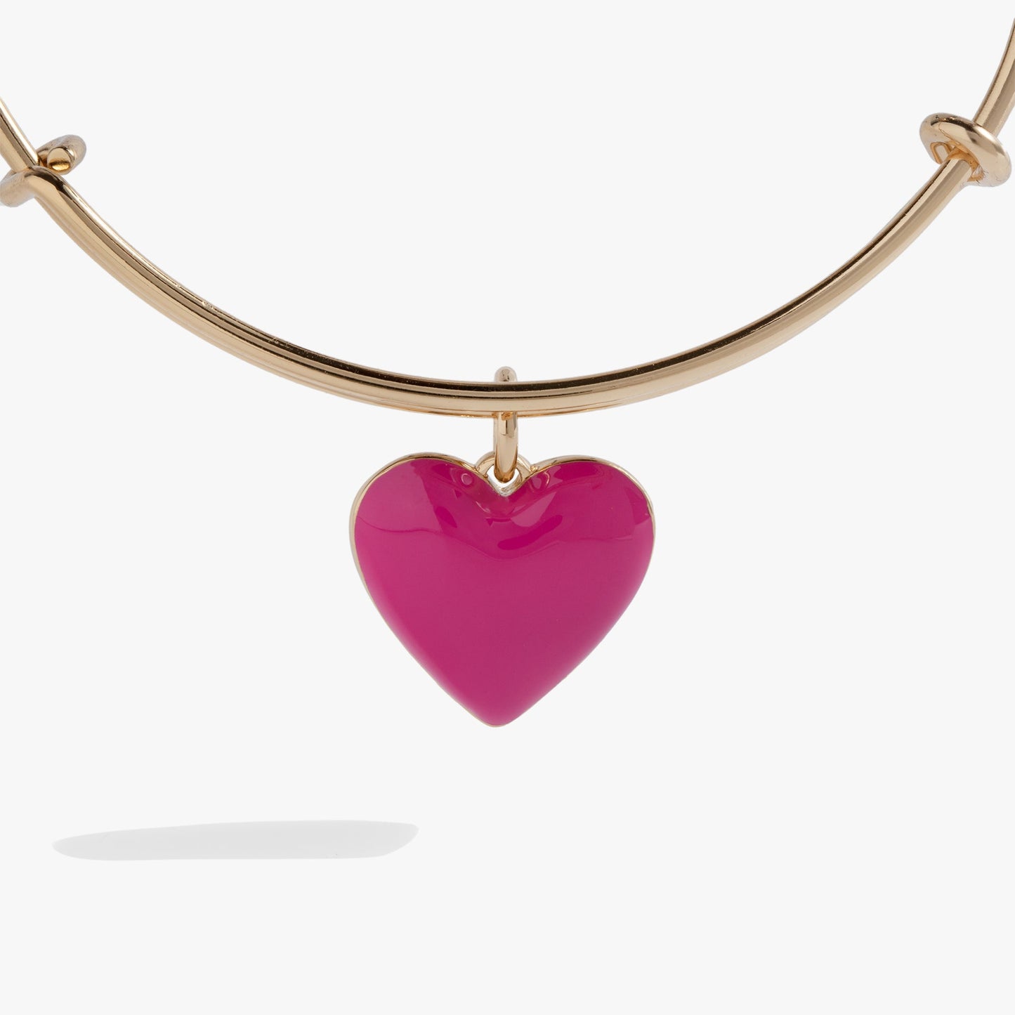 Pink Enamel Heart Charm Bangle