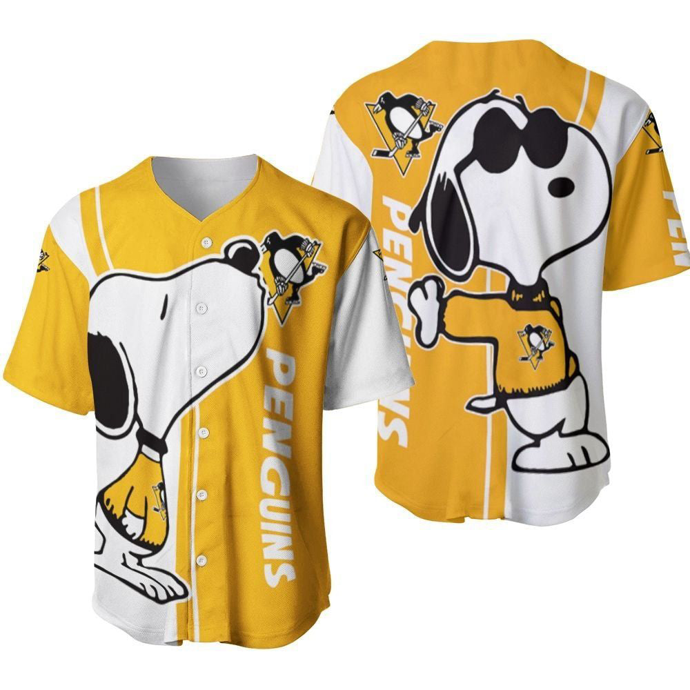 Pittsburgh Penguins snoopy lover Printed Baseball Jersey - Gift for Men Women- Gift for Women Men - Bafud