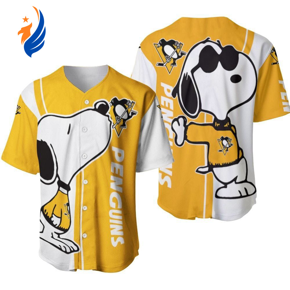 Pittsburgh Penguins snoopy lover Printed Baseball Jersey - Gift for Men Women- Gift for Women Men - Bafud