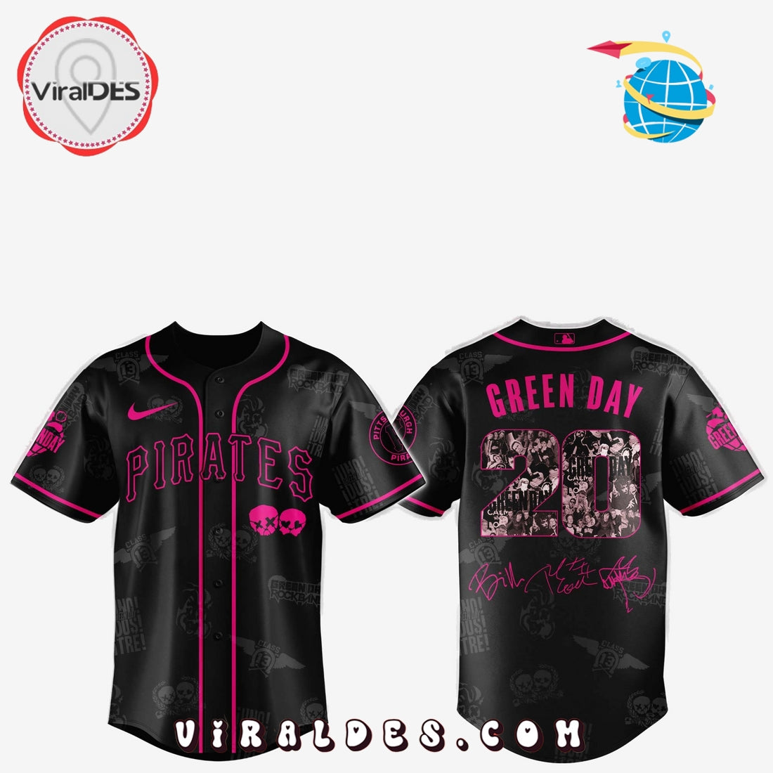 Pittsburgh Pirates MLB x Green Day 20th Anniversary Baseball Jersey