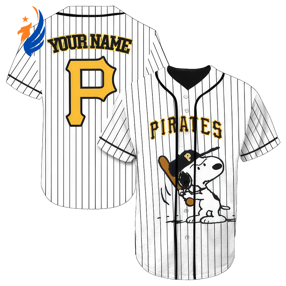 Pittsburgh Pirates Snoopy Name Personalized Baseball Jersey Shirt FV256 - Gift for Women Men - Bafud