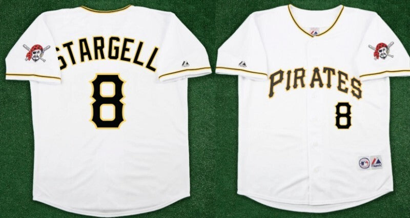 pittsburgh pirates #8 willie stargell white team patch stitched jersey