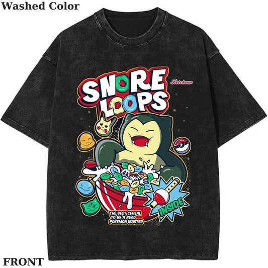pokemon Snore Loops Graphic T-Shirt, Pokemon T-Shirt, PKM Shirt, Anime Funny Shirt, Vintage Tee Streetwear Shortsleeve Printed Womenswear Top