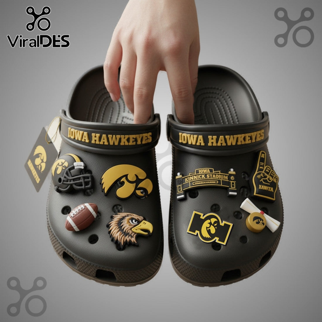 Premium Iowa Hawkeyes Crocs With Charms