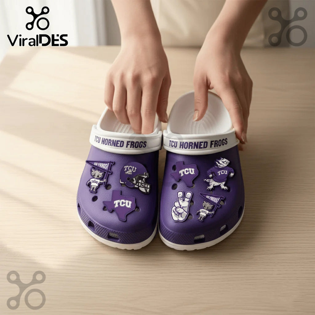 Premium TCU Horned Frogs Crocs With Charms